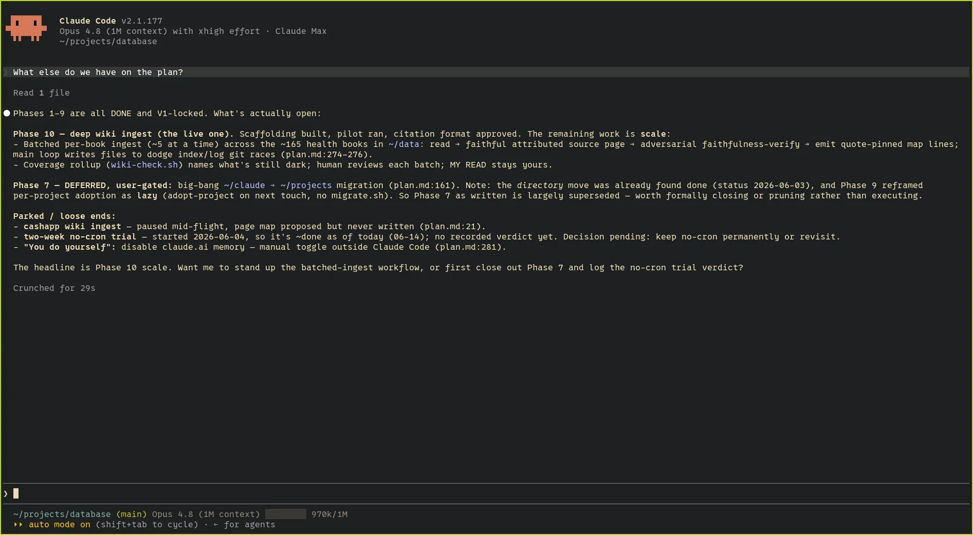 Screenshot of the claude command running in a terminal window
